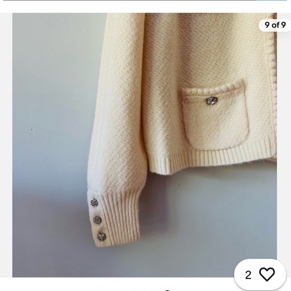 J.Crew Odette Sweater Lady Jacket with Jewel Buttons Size Large BV762 - Picture 8 of 9